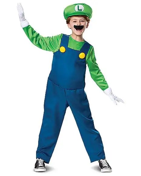 Spirit Halloween Kids Luigi Costume Deluxe- Mario Bros.