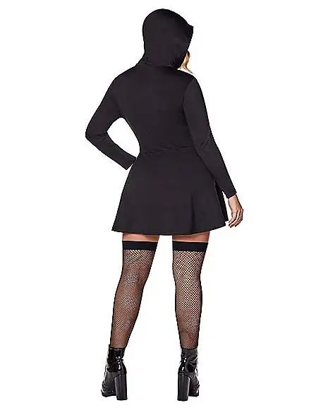 Spirit Halloween Black Hooded Dress - Image 3